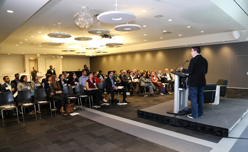 Chad Horenfeldt, VP, Customer Success, Influitive addresses the gathering at CHT, Toronto.